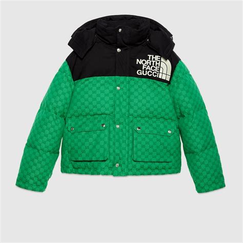 gucci x the north face padded jacket green/black|north face gucci for sale.